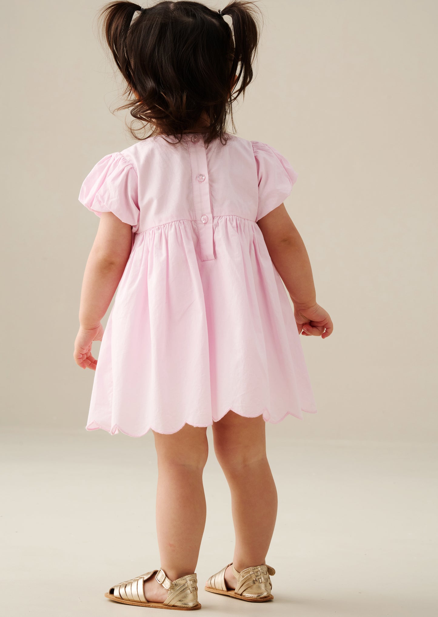 Rosie Bow Puff Sleeve Scalloped Dress And Bloomer