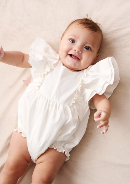 Lily White Double Frill Sleeve Romper