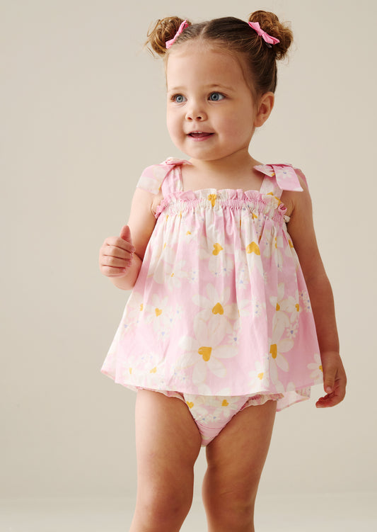 Minnie Daisy Print Bow Shoulder Tunic And Bloomer