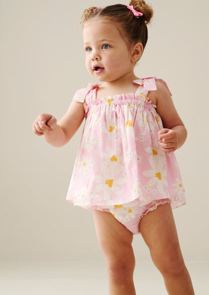 Minnie Daisy Print Bow Shoulder Tunic And Bloomer