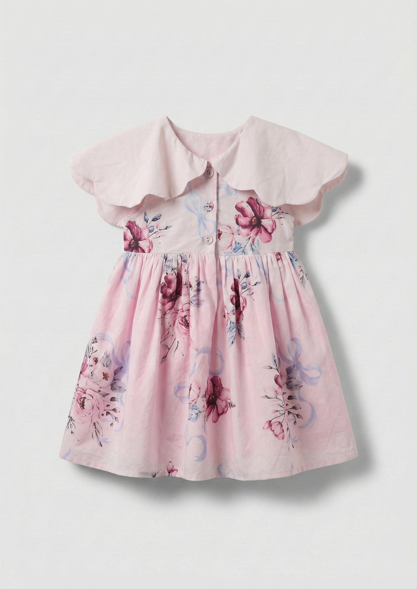 Sybil Pink Scalloped Collar Dress