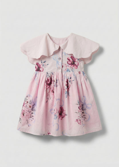 Sybil Pink Scalloped Collar Dress