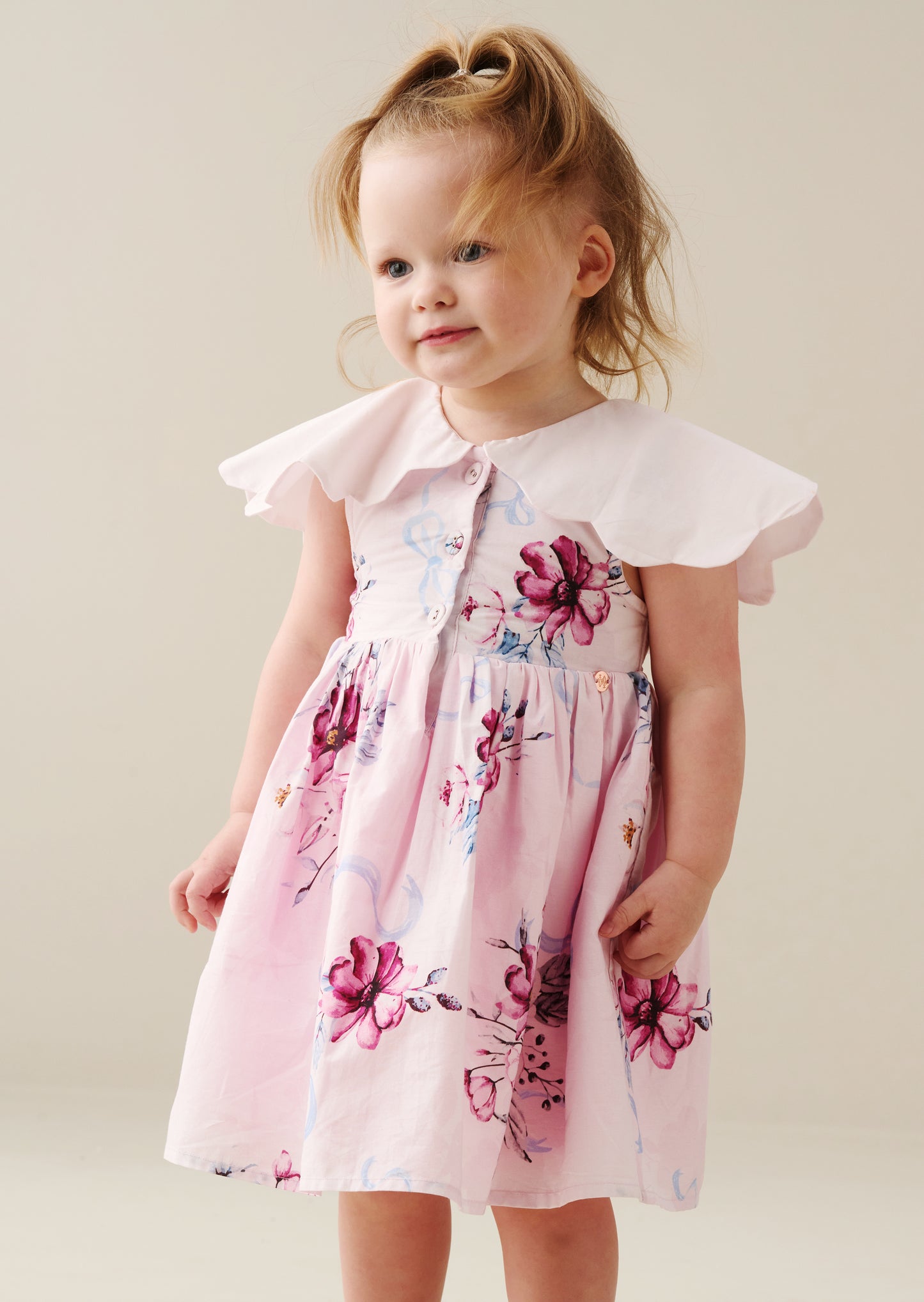 Sybil Pink Scalloped Collar Dress