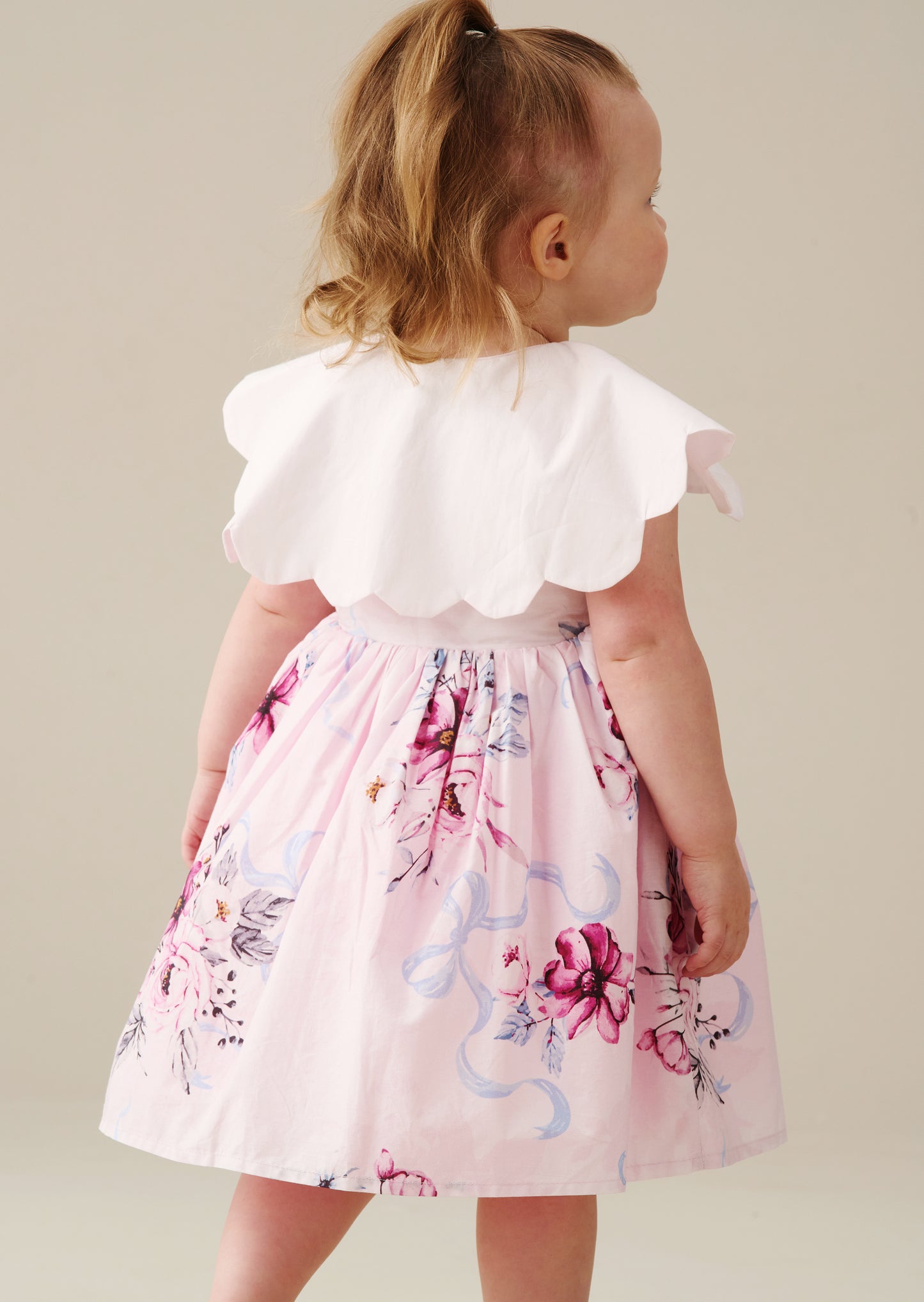Sybil Pink Scalloped Collar Dress