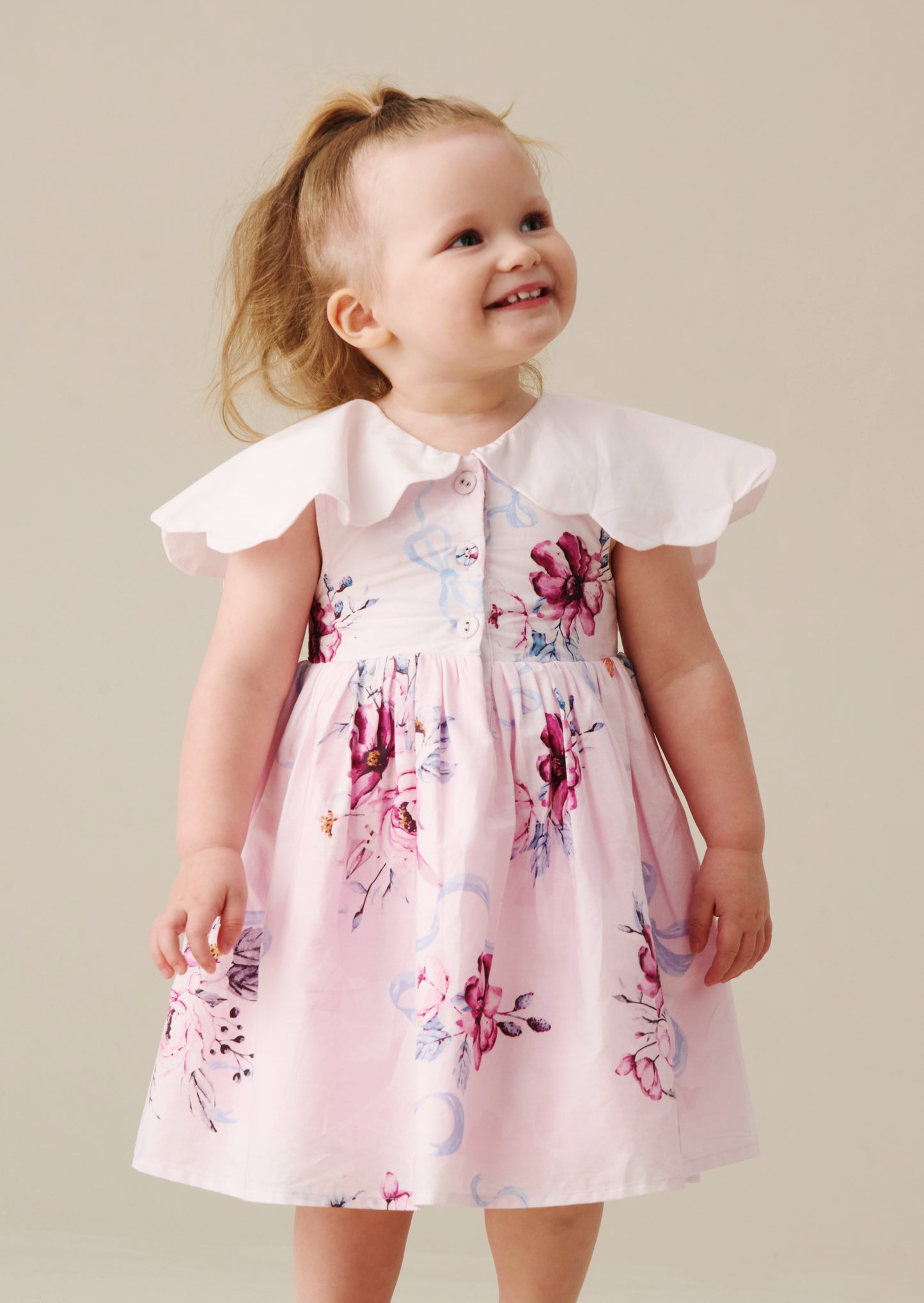 Sybil Pink Scalloped Collar Dress
