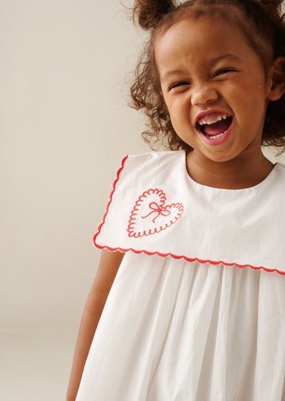 Betty Scalloped Collar Embroidered Dress