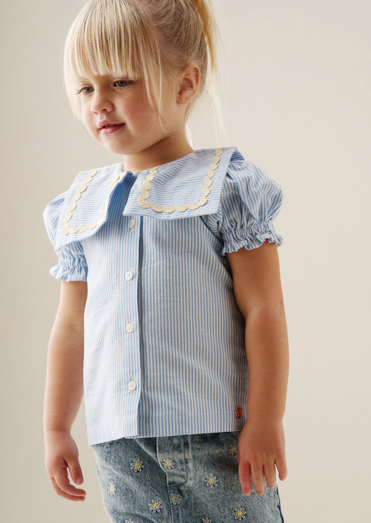 Margo Ric Rac Collar Stripe Top