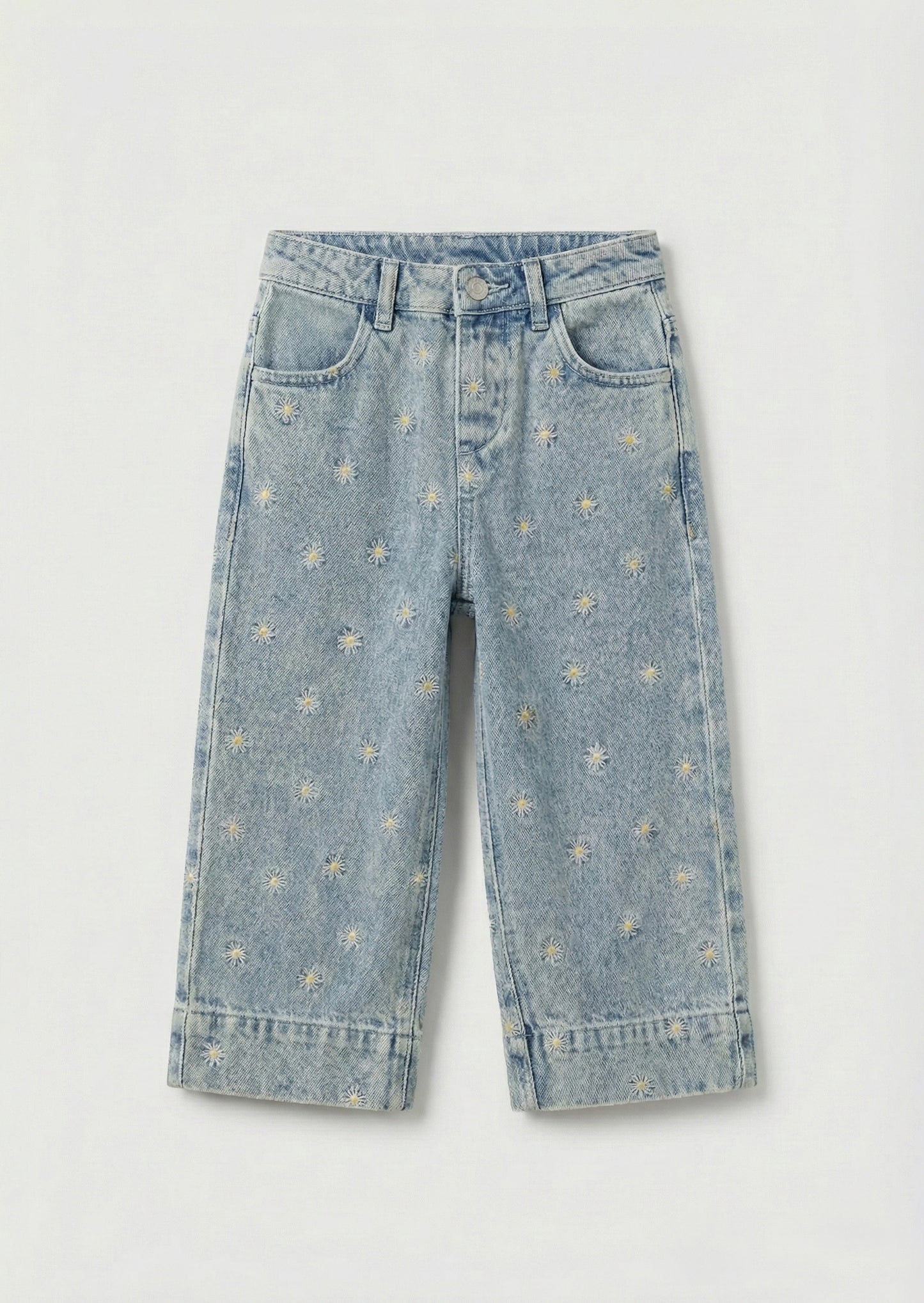 Kiki Embroidered Daisy Wide Leg Jean