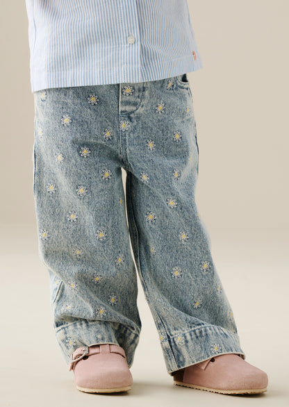 Kiki Embroidered Daisy Wide Leg Jean