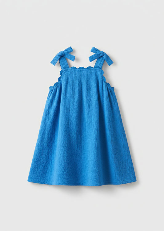 Matilda Blue Scalloped Bow Dress