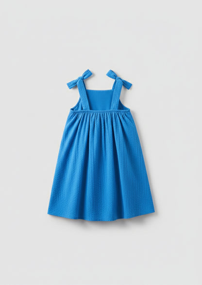 Matilda Blue Scalloped Bow Dress