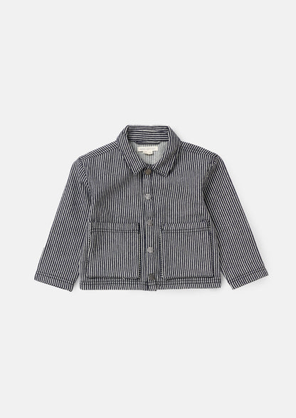 Byron Navy Casual Stripe Overshirt