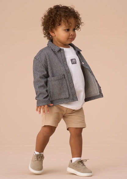 Byron Navy Casual Stripe Overshirt