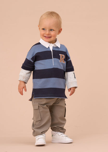 Zane Blue Stripe Rugby Top