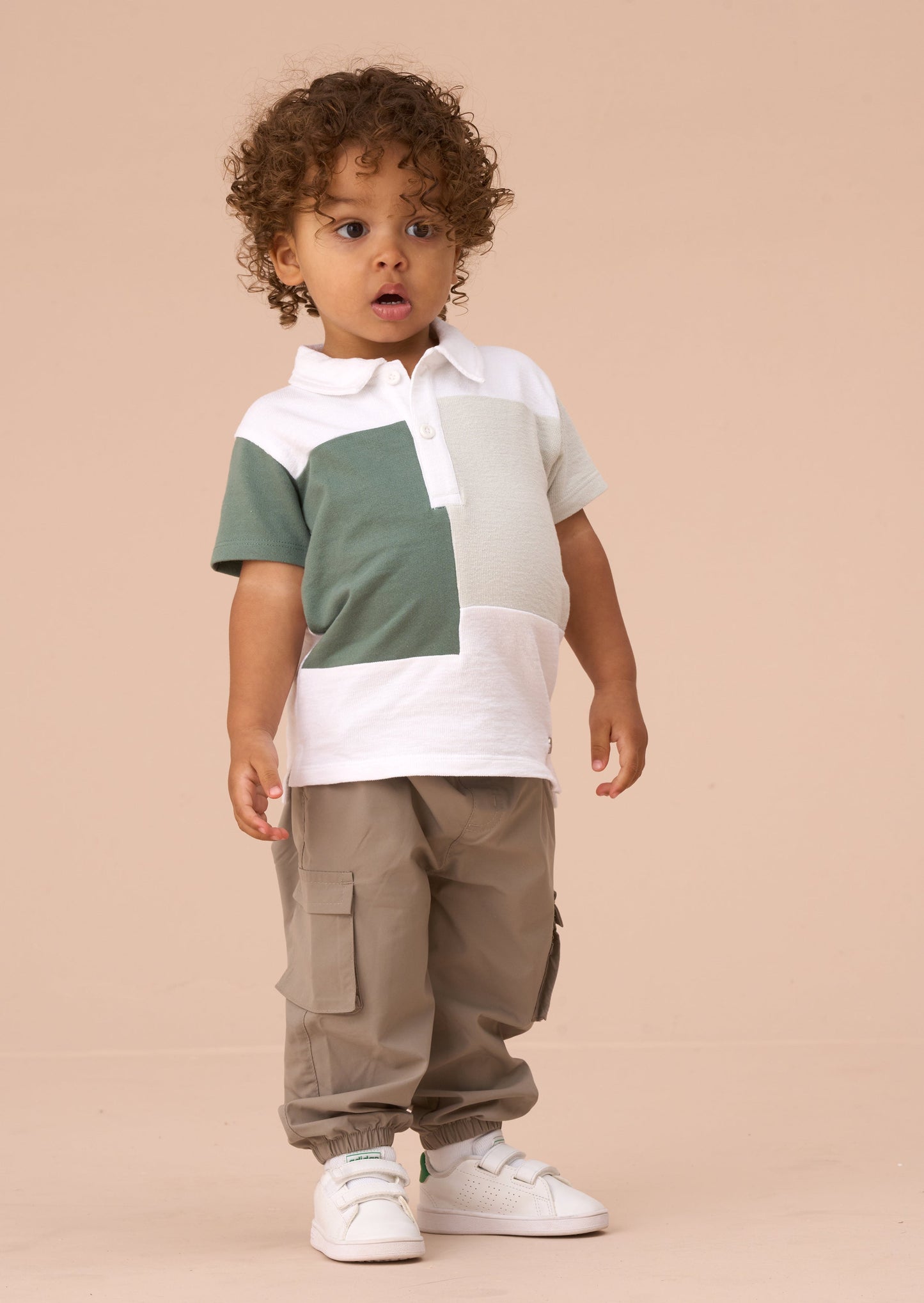 Kane White Textured Colour Block Polo