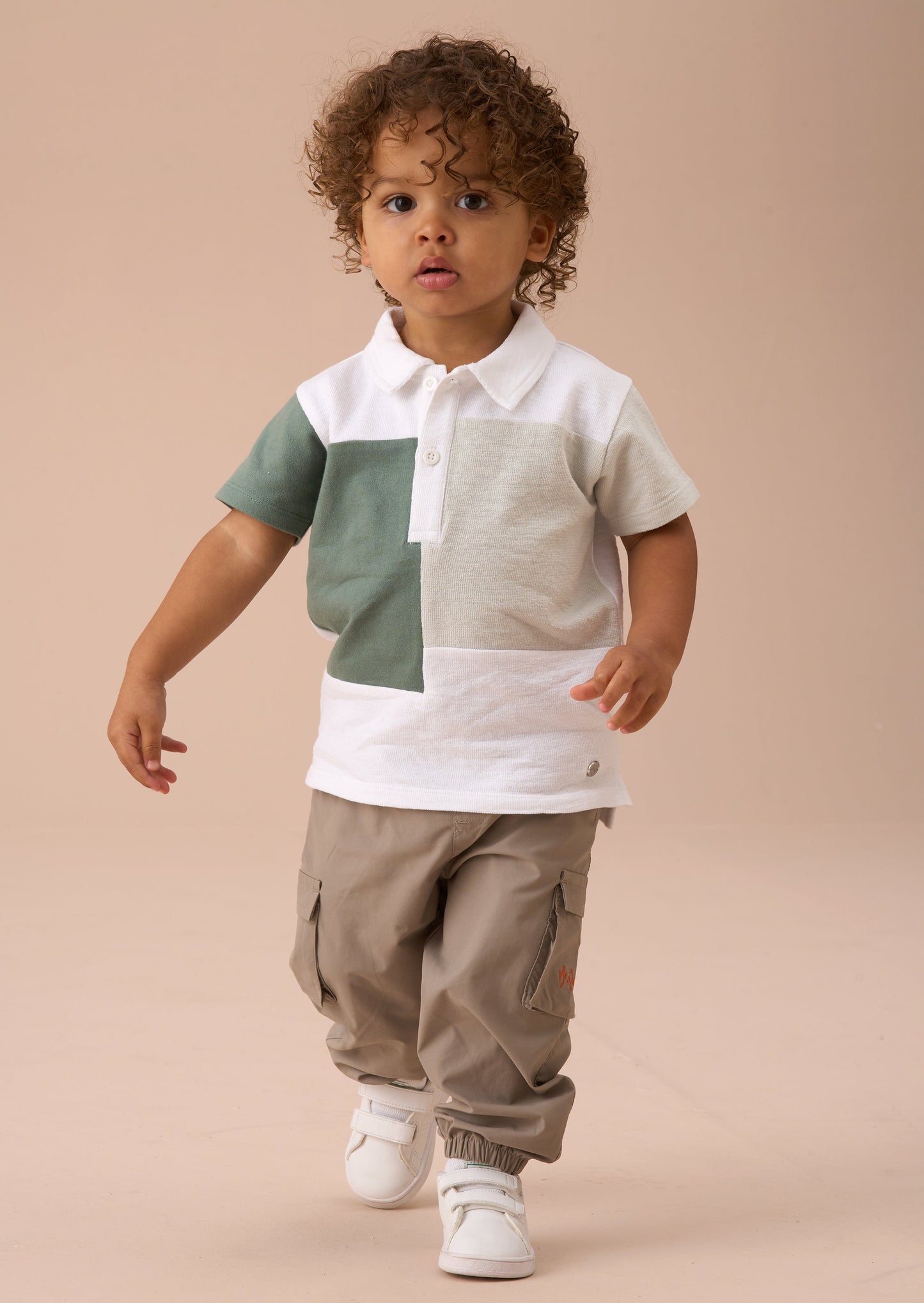 Kane White Textured Colour Block Polo