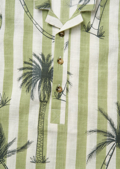 Jamie Green Palm Printed Collar Romper