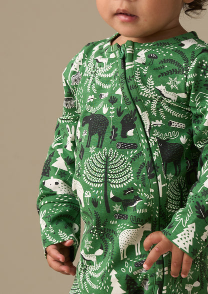 Andreas Green Scandi Print Babygrow