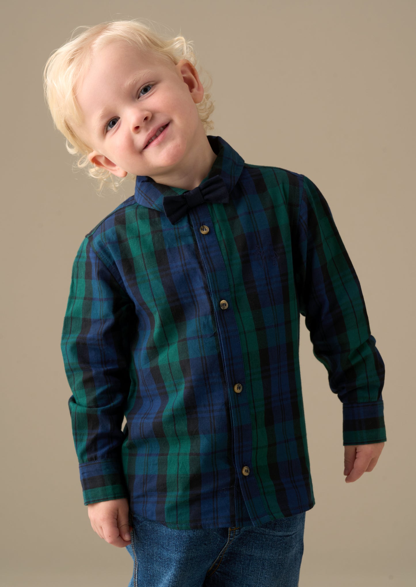 Abel Plaid Shirt With Bow Tie