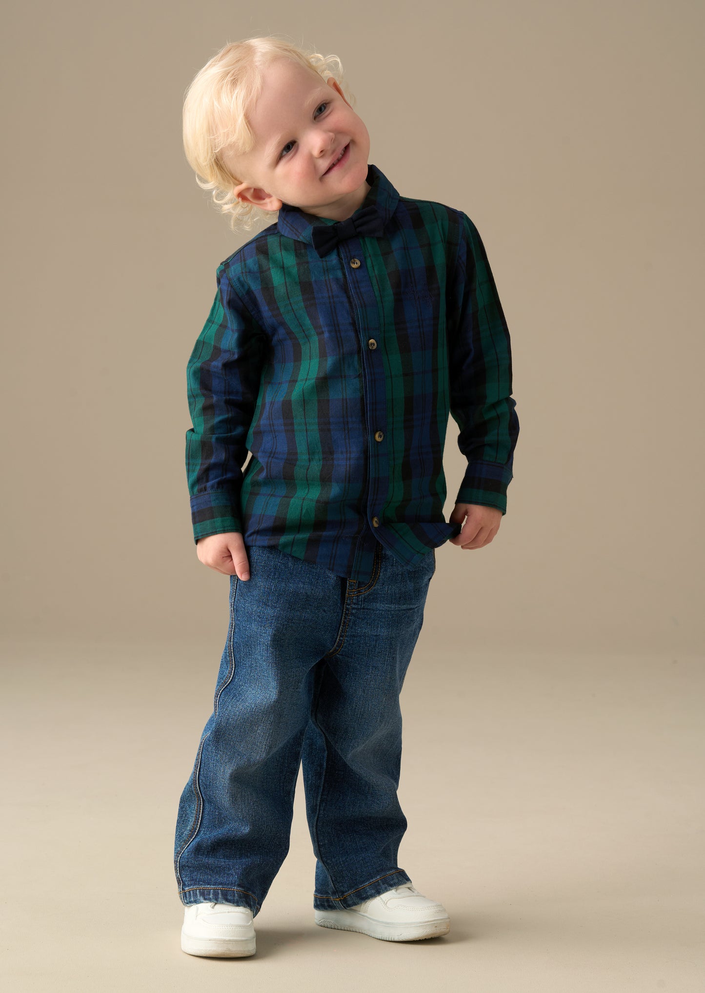 Abel Plaid Shirt With Bow Tie