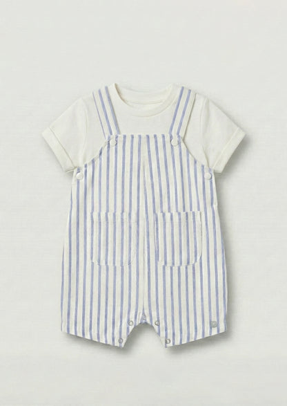 Ron Stripe Dungaree And Bodysuit Set