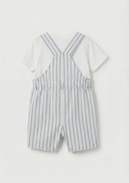 Ron Stripe Dungaree And Bodysuit Set
