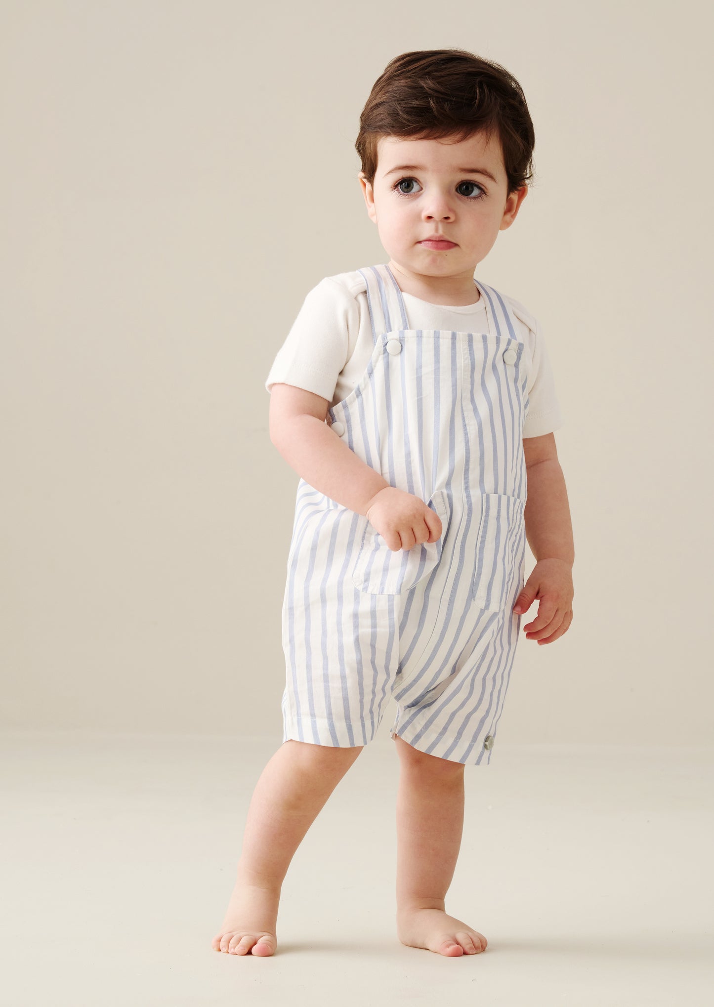Ron Stripe Dungaree And Bodysuit Set