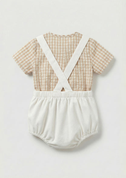 Syril Gingham Smart Shirt & Textured Romper