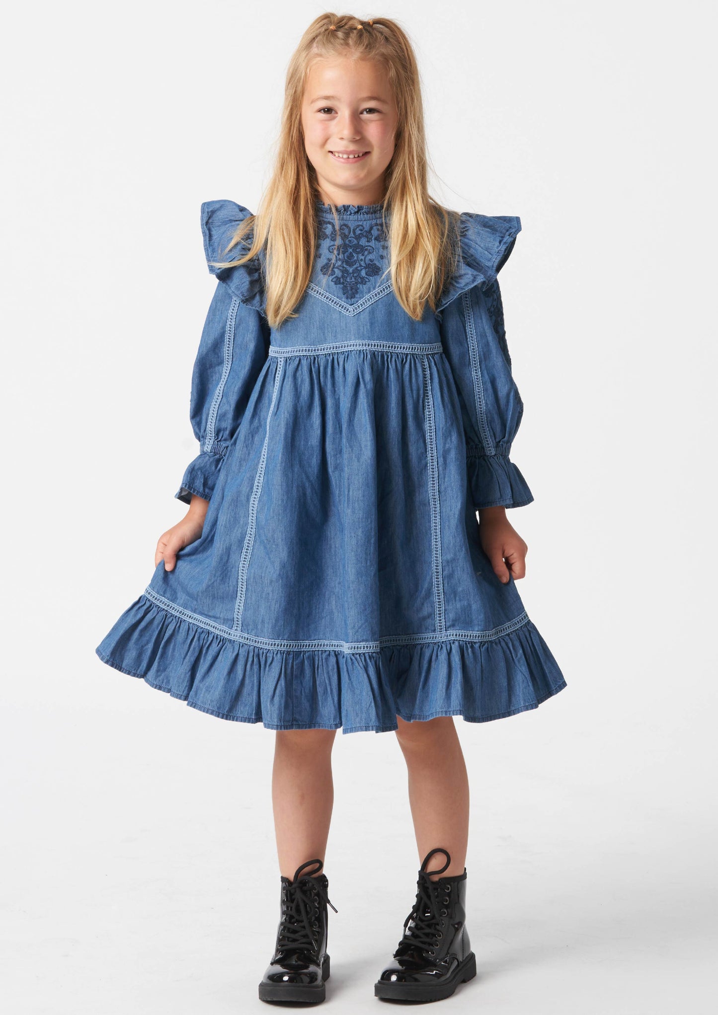 Embroidered Yoke Dress