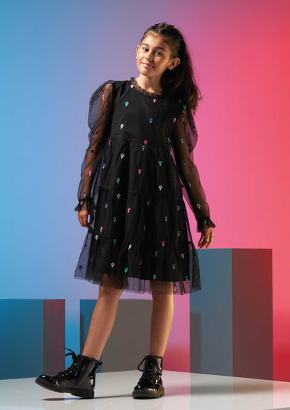 Daisy Mesh Embroidered Dress
