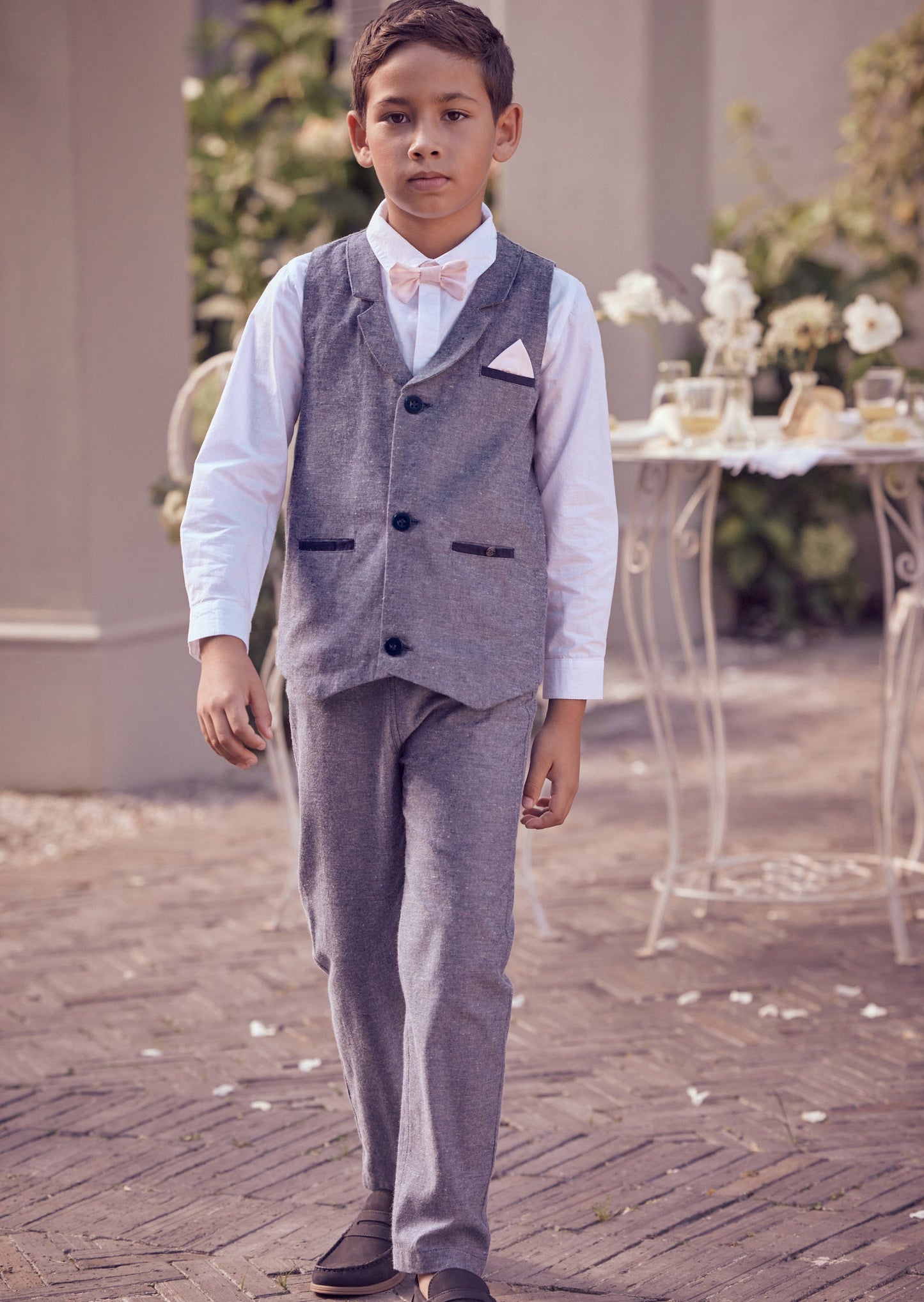 Lorenzo Blue Chambray Waistcoat Set