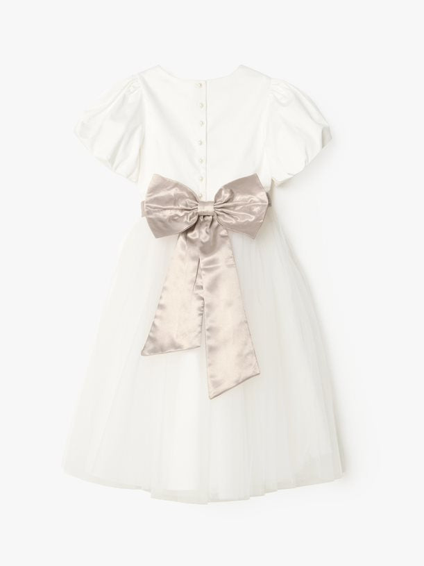 Selene Tulle Champagne Sash Dress
