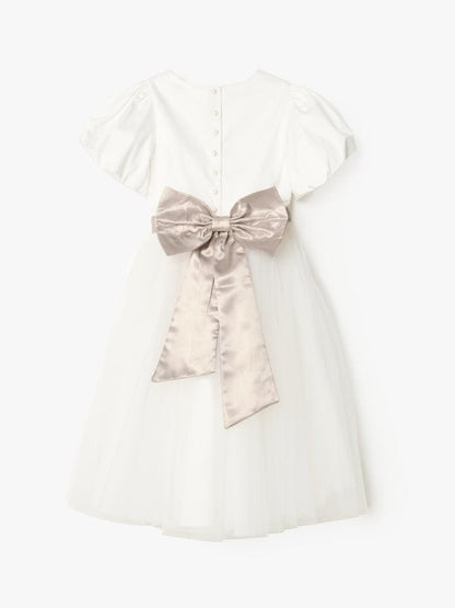Selene Tulle Champagne Sash Dress