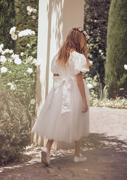 Selene Tulle Dress with Ivory Sash